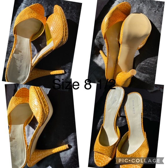Yellow!  Heels, size 8 1/2, faux snake print - Picture 5 of 5